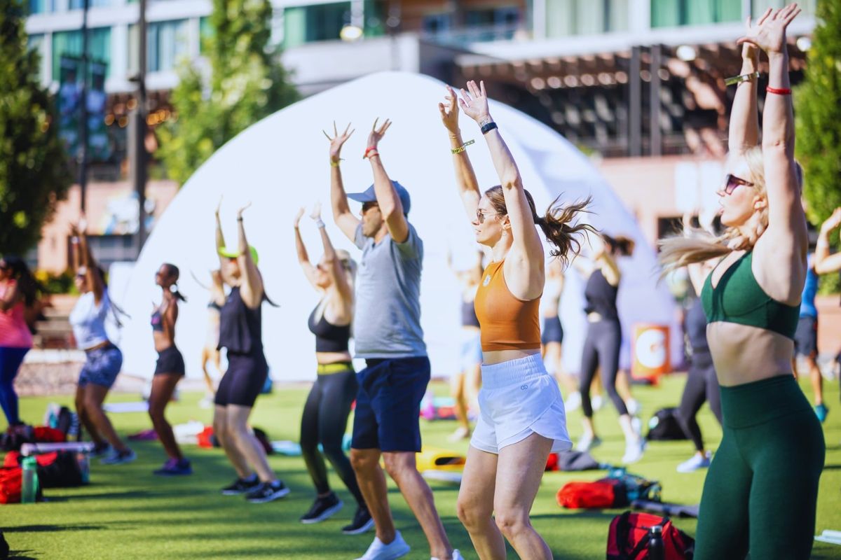 Outdoor group workout at Strength in the City Fest